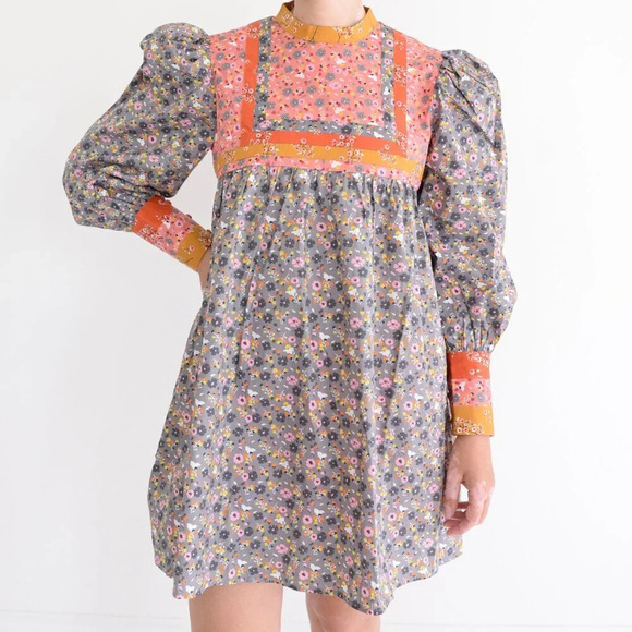 Celia B BuckEye  Tree Puff Sleeve Multicolor Floral Mini Dress S - Picture 1 of 16
